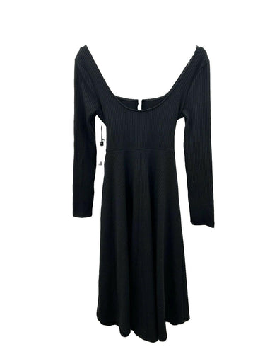 ASTR Woman’s black, long-sleeve knit midi dress Tie-waist Detail Size S