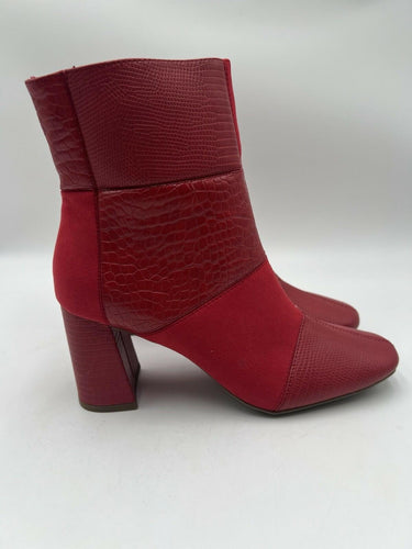 Sugar Element Red Lizard Patchwork Block Heel Ankle Boots Womens 8 Sugar