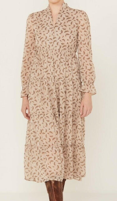NWD Wild Moss Women's Floral Print Long Sleeve Midi Dress, Sand Size S Wild Moss