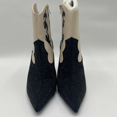 Women's INC Indigof Embellished Cowboy Black ANkle Western Boots Heels Size 9M INC International Concepts