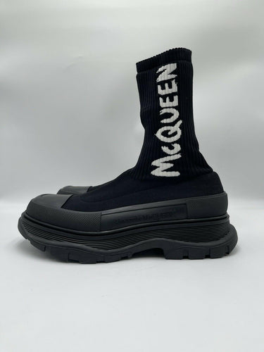 Alexander McQueen Men's Graffiti Ribbed Knit Tread Slick Boots Size 42 Alexander McQueen