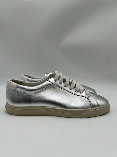 Women’s Saint Laurent Andy low-top sneakers in metallic silver Leather Size 37 Saint Laurent