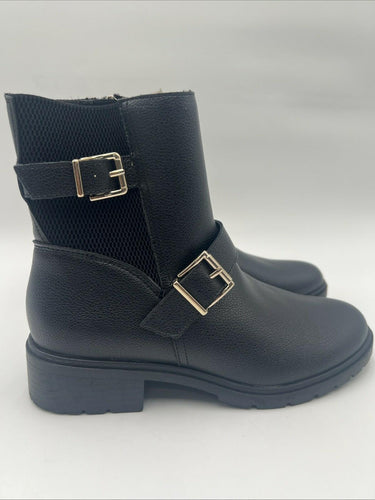 Anne Klein Women's Finna Ankle Lug Sole Moto Booties Black Size 6 M Anne Klein