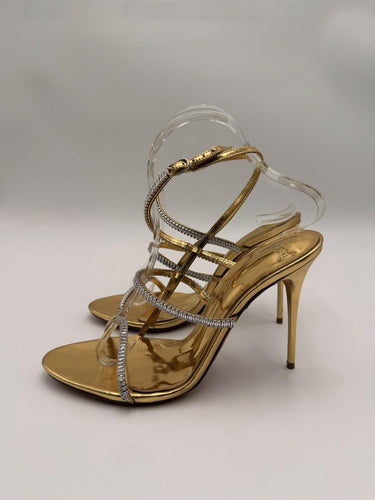 Alexandre Birman Nina Zircone sandals Gold Leather Size 38