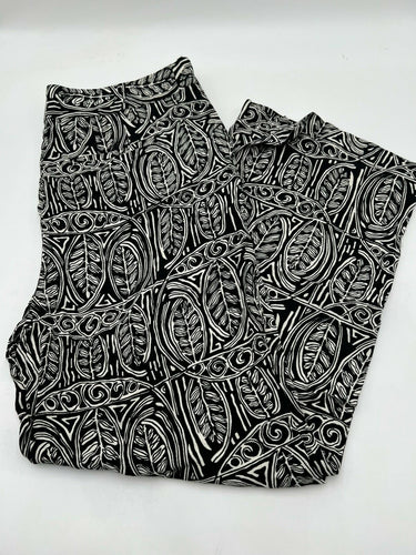 Ann Taylor LOFT Petites Pants Womens Black White Tribal Leaf Print Wide Leg 8P Ann Taylor