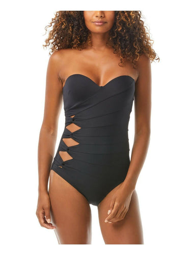 Carmen Marc Valvo Women's Twist Bandeau Underwire One Piece Swimsuit Black 14 Carmen Marc Valvo