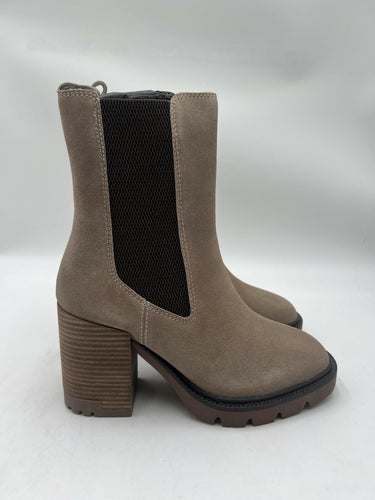 Vintage Havana Taupe Faux Suede Chelsea Ankle Boot Womens Chunky Size 10 Vintage Havana