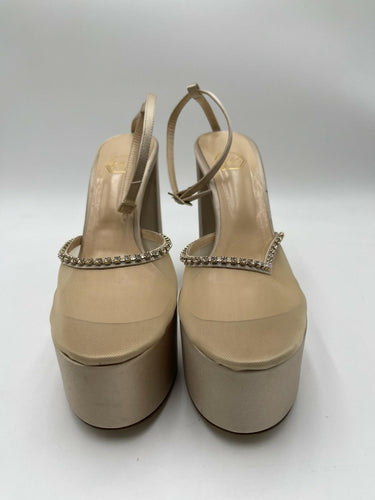 Nalebe By Amina Means Stellar Crystal Mesh Platform Sandals in champagne Size 41 Nalebe