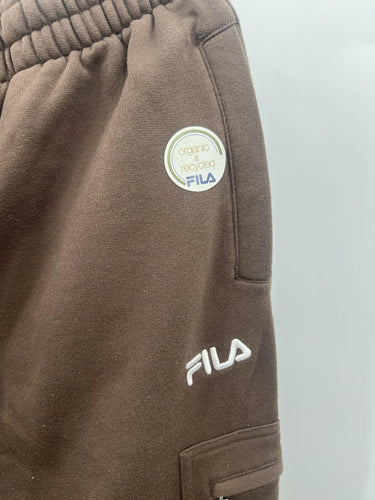 FILA Cargo Sweatpants Brown Organic Recycled Fleece Joggers Zip Pocket - Size L