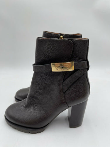Tory Burch T-Lock Heeled Leather Ankle Boots Size 6.5M