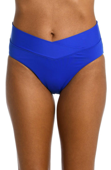 La Blanca Women's Cross Over High Waist Bikini Swimsuit Bottom, Sapphire Size 12 La Blanca