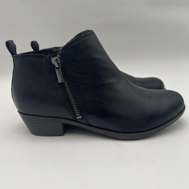 Women's Lucky Brand Basel Black Leather Ankle Size Zip Booties Size 7.5W Lucky Brand