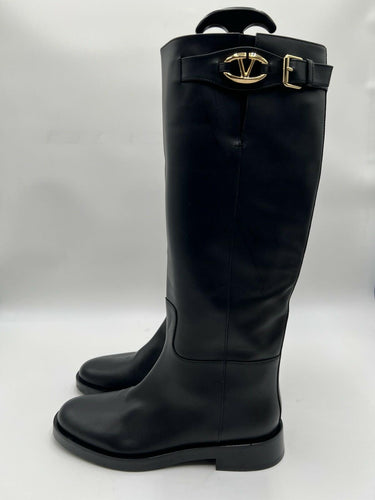 Valentino Garavani 30mm VLogo The Bold Edition Black Leather boots Size 39 Valentino