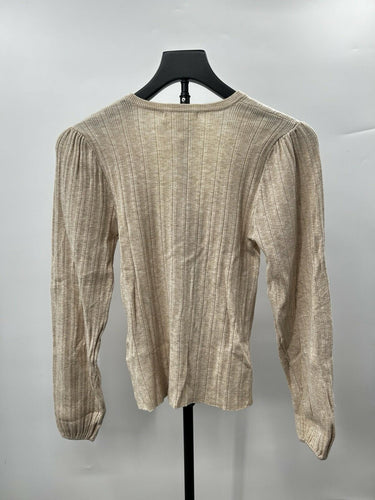 Heartloom ribbed knit Woman’s Tan Neck Tee Button Packed Size S Heartloom