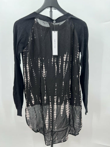 Religion Womens Black White Symbolic Jumper Tie Dye Sheer Back Top NWT - Size XS