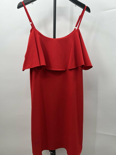 Bobeau Dress Womens Red Ruffle Overlay Spaghetti Strap Cocktail Party Midi XL Bobeau