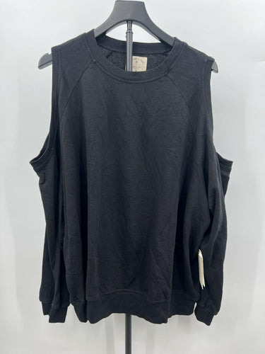Electric & Rose Black Cold Shoulder Sweatshirt Cutout Sweater S Black