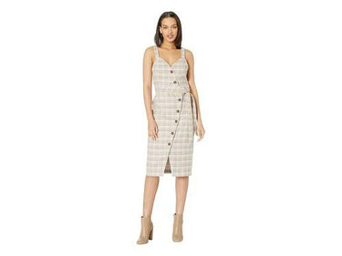 J.O.A Dress Check Wrap Dress Woman beige/multicolor size S J.O.A.