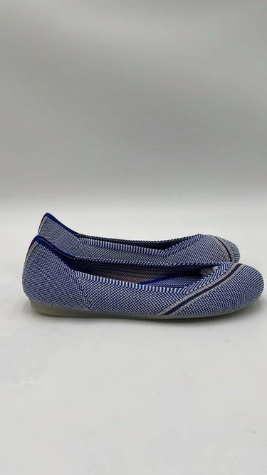 Women’s Rothy’s The Flat Round Toe Rare Blue With Reflective Stripe Size 5.5 Rothy’s