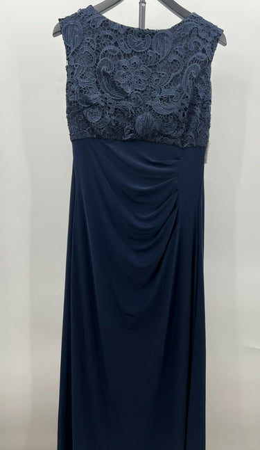 NWOT T Alex Evenings Navy Lace Bodice Empire Waist Formal Evening Gown Size 10 Alex Evenings