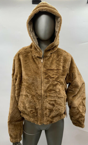 NWT Women’s Love Tree Faux Fur Full Zip Reversible jacket color brown size L Love Tree