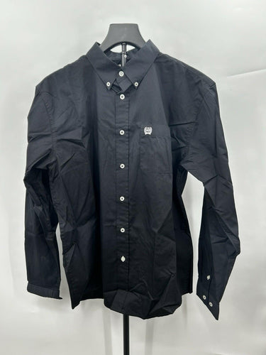 Cinch solid black western-style shirt embroidered logo Button Down Size XXL Cinch