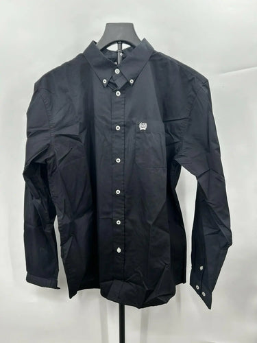 Cinch solid black western-style shirt embroidered logo Button Down Size XXL Cinch