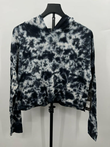 Kyodan Lounge Charcoal Tie Dye Crop Hoodie Long Sleeve Pullover Top M Grays