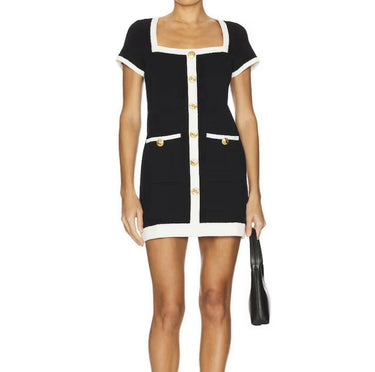 Show Me Your Mumu Sofia Sweater Dress Women Black And Cream Knit Size S Show Me Your MuMu