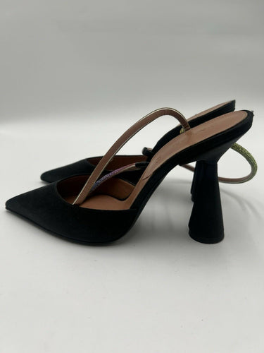 D'ACCORI Saturn Black Suede Rainbow Mules Size 6.5