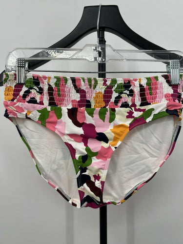 Anne Cole Bikini Bottom Floral Pink Green Smocked Waist Hipster M Anne Cole