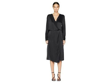 Vince Dress Draped Silk Panel Midi Black size L Vince