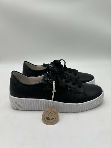 Gabor Cervo Schwarz Ice Black Leather Platform Sneaker Womens SIZE 7.5 M Gabor
