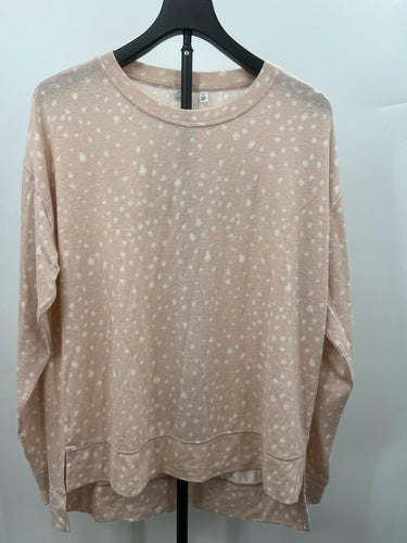 BP. Sweatshirt Womens Pink Dot Print Hi Low Top Crewneck Size M BP