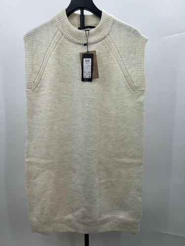 Vero Moda Sweater Vest Sleeveless Mock Neck Oatmeal Birch Melange NWT - S VERO MODA