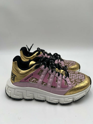 Versace Women's Trigreca Sneakers in gold and pink Size 37 Versace