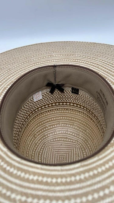 Resistol Two Tone Straw Cowboy Hat Open Crown Wide Flat Brim Long Oval 6 3/4 Resistol