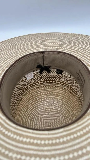 Resistol Two Tone Straw Cowboy Hat Open Crown Wide Flat Brim Long Oval 6 3/4 Resistol