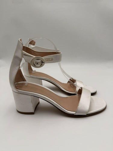 Gianvito Rossi white Satin ankle strap block heel sandals Size 39 GIANVITO ROSSI