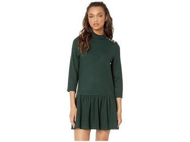 J.o.a. Womens Mock Neck Shift Dress Emerald Size L J.O.A.