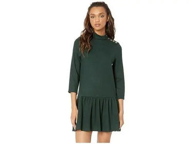 J.o.a. Womens Mock Neck Shift Dress Emerald Size L J.O.A.
