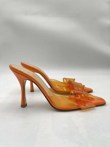 Nalebe Dimante Mule in orange PVC with a crystal-embellished bow Size 39.5 Nalebe