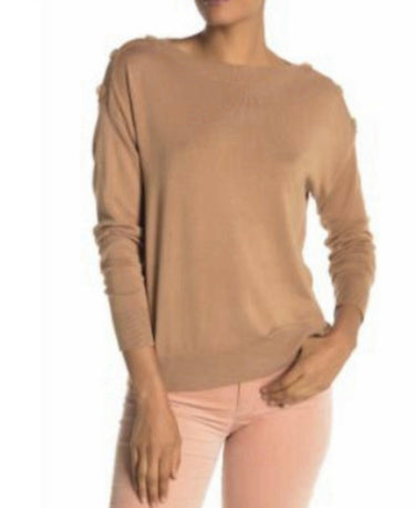 Catherine Malandrino Boatneck Shoulder Button Carmel Sweater Size L Catherine Malandrno