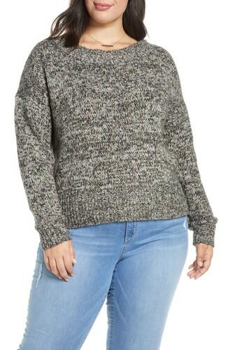 Plus Size Women's Bp. Rainbow Marl Sweater, Size 2X - Black BP.