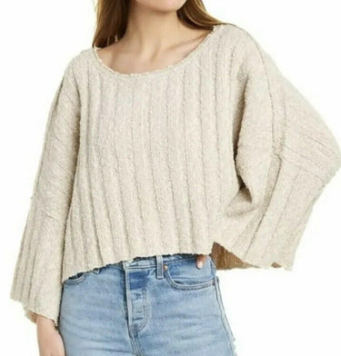 NWD Free People Women Good Day Cropped Sweater Beige Size L Free People