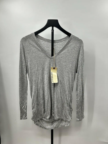 Lanston long-sleeve Woman top lightweight grey jersey fabric and a v-neckline M Fabric