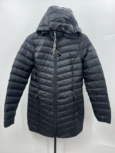 32 Degrees Heat Jacket Womens Black Ultra Light Down Hooded Long Puffer Warm XS 32 Degrees