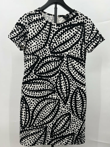 Ann Taylor Dress Womens Black White Leaf Print Sheath Shift Work Dress SP Ann Taylor