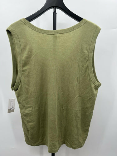 BP Tank Top Womens Olive Green Ribbed Knit Scoop Neck Sleeveless Basic 4X