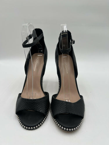 BCBGeneration Jessika Black Snakeskin Studded Heeled Sandals Womens Size 9.5